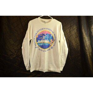 Vancouver International Marathon 1990 Medium White Shirt Fruit of the Loom Vtg